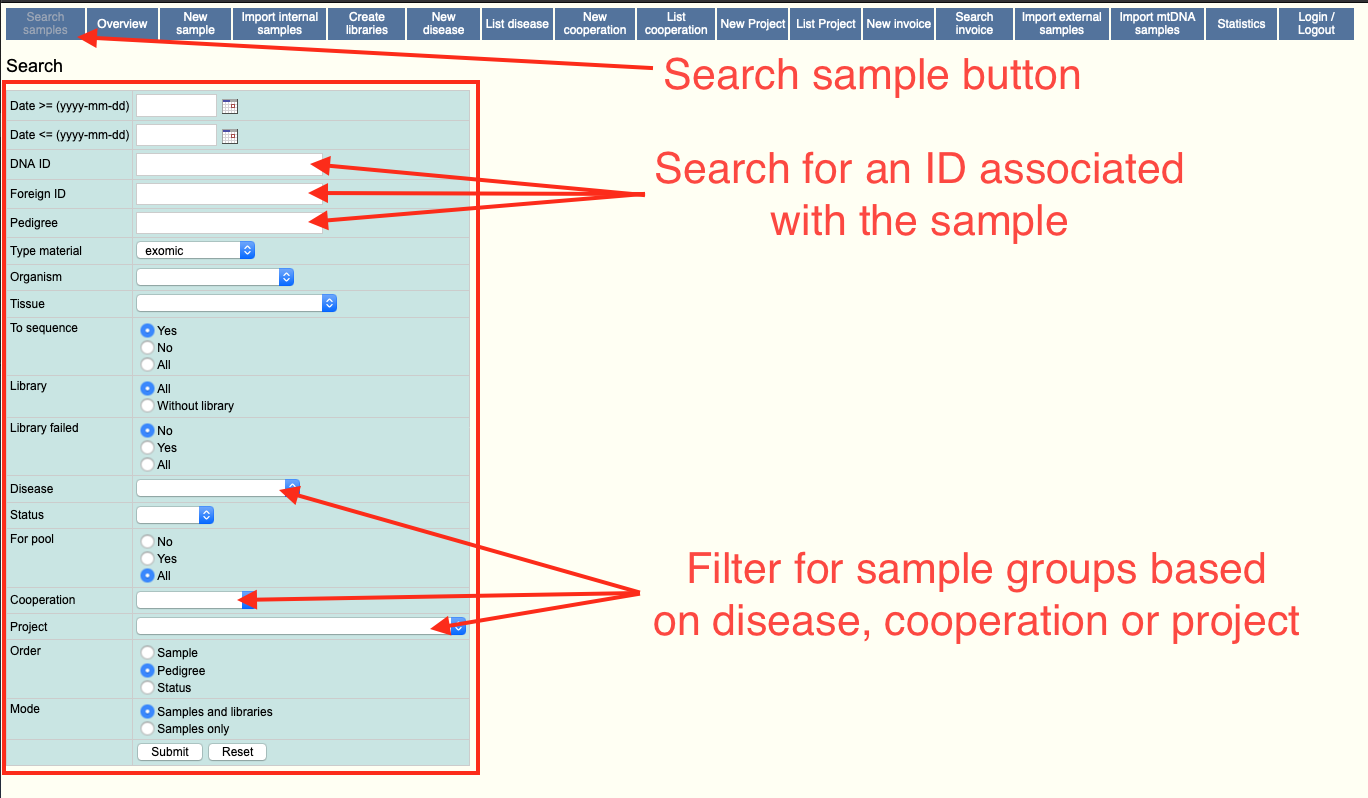 Search Sample Form